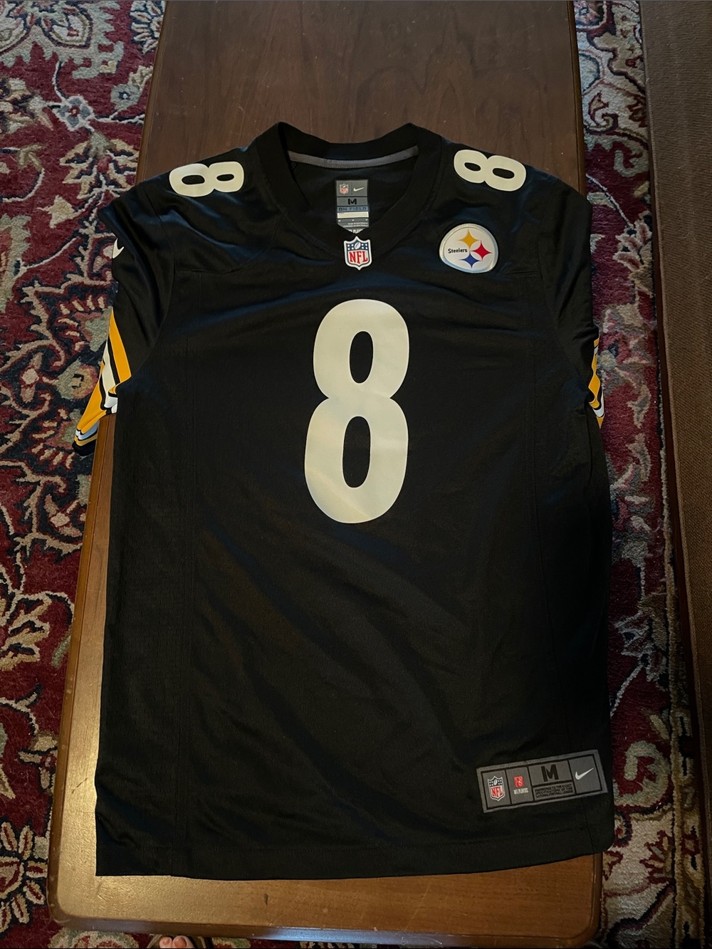 Nike Black Pittsburgh Steelers Pickett #8 Jersey with White Numbering